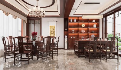 中式餐厅3D模型下载